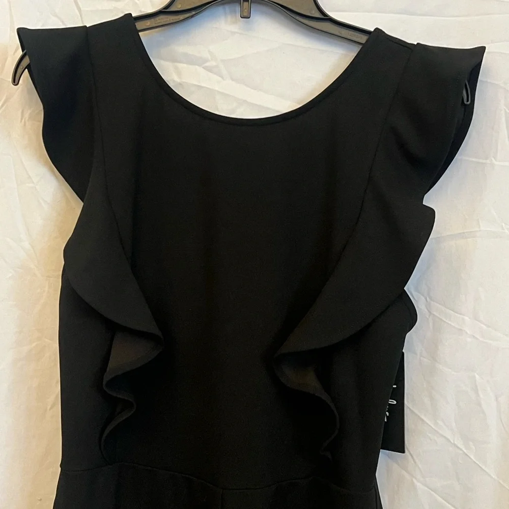 NWT M Lulu's Classic Black low back Ruffle Jumpsuit - Picture 7 of 11